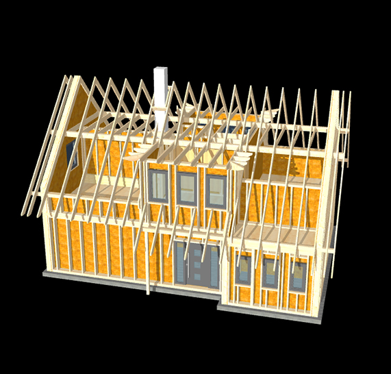 Holzbauplanung - Ansicht eines geplanten Einfamilienhauses
